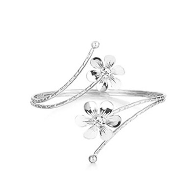 Brățară Boho Vintage, auriu, argintiu, cu pene, braț pentru braț deschis, braț, braț, sculptură cu flori, India, bijuterii pentru femei