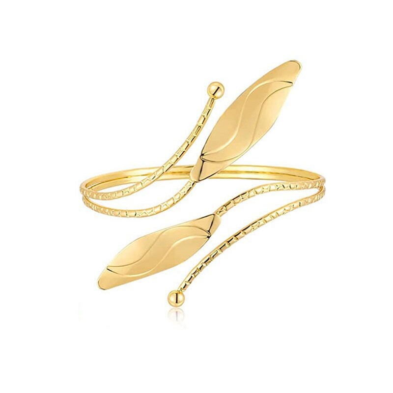 Brățară Boho Vintage, auriu, argintiu, cu pene, braț pentru braț deschis, braț, braț, sculptură cu flori, India, bijuterii pentru femei