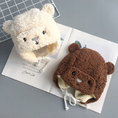 Slatki medo Dječji šešir za zaštitu ušiju Jagnjeće runo Zimsko toplo novorođenče Beanie Cap Kapa za vanjsku malu djecu Dječaci Djevojčice Toplije kape s naušnicama