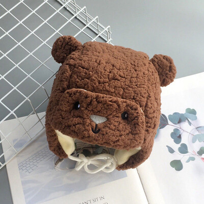 Slatki medo Dječji šešir za zaštitu ušiju Jagnjeće runo Zimsko toplo novorođenče Beanie Cap Kapa za vanjsku malu djecu Dječaci Djevojčice Toplije kape s naušnicama