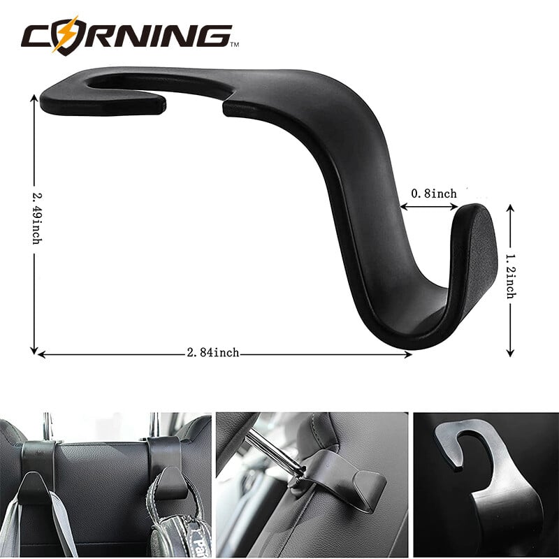 4τμχ Γάντζος Κρεμαστός Αυτοκινήτου Γάντζος Προσκέφαλου πολλαπλών χρήσεων για Auto Πίσω Κάθισμα Organizer Κρεμάστρα Θήκη αποθήκευσης για Τσάντες Τσάντα Ρούχα