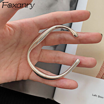 Foxanry, ștampilă minimalistă, brățară solidă, primăvară, la modă, geometrică, neregulată, pentru petrecerea de aniversare, bijuterii, cadouri