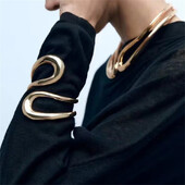 XIALUOKE Kovové duté geometrické nastaviteľné otvorené náramky pre ženy mužov Street hip-hop punk šperky choker doplnok