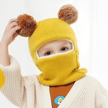 Baby Boy Beanie Protect Neck Solid αντιανεμικό χειμωνιάτικο παιδικό πλεκτό καπέλο ζεστό fleece Παιδικά καπέλα αυτιών