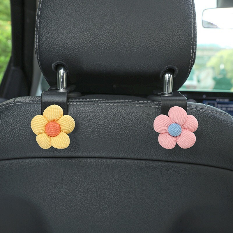 Automobilinės sėdynės galvos atramos kabliukas Miela gėlių puošmena Auto sėdynės kabliukas Kabyklos laikymo laikiklis piniginės palto krepšio interjero priedai
