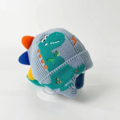 Karikatūra Dinozaurs Bērniem Ausu aizbāžņi Cepure ziemas silta trikotāžas cepure zēnam meitenei Jauki 3D vienkrāsaini mazuļu ausu aizsargcepures
