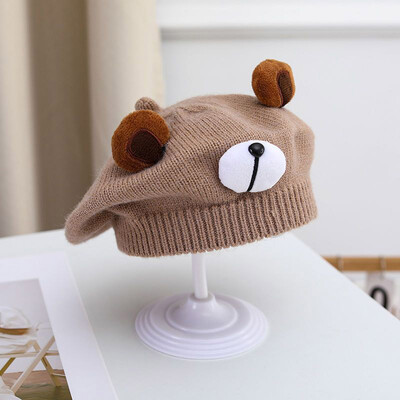 Korejski dječji šešir s beretkama Slatki medvjed Dječji dječaci Djevojčice Pletene kape Beretke Zimski crtić Topla kapa za malu djecu Kape Šešir 아기모자
