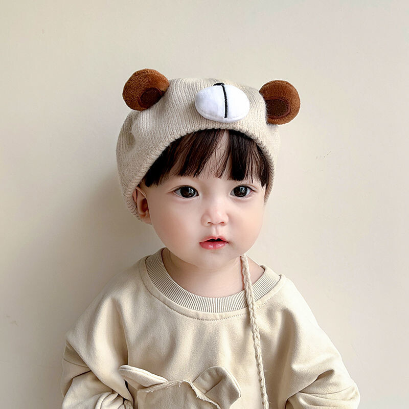 Korejski dječji šešir s beretkama Slatki medvjed Dječji dječaci Djevojčice Pletene kape Beretke Zimski crtić Topla kapa za malu djecu Kape Šešir 아기모자