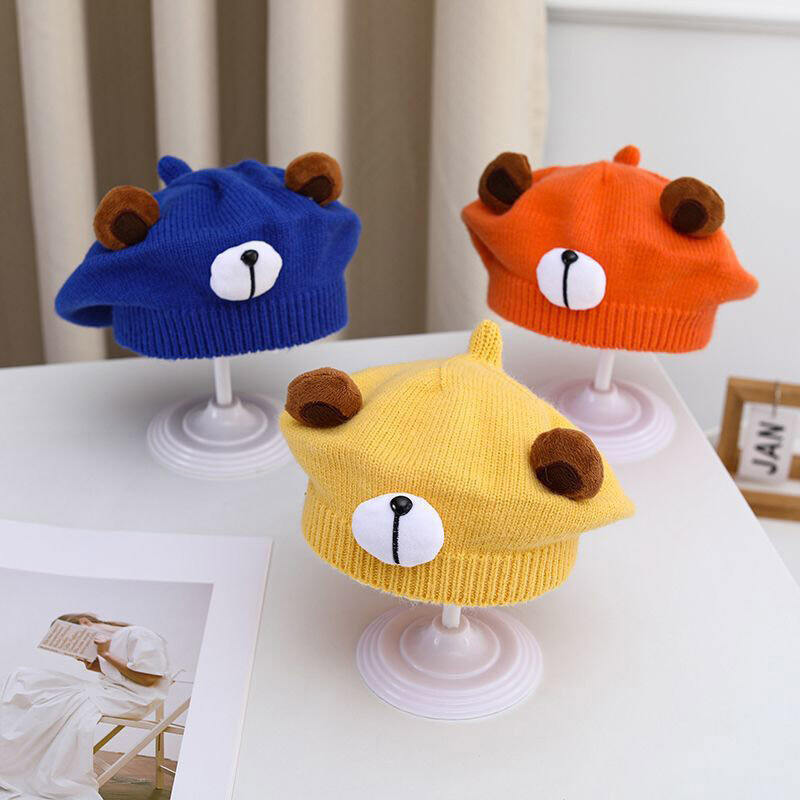 Korejski dječji šešir s beretkama Slatki medvjed Dječji dječaci Djevojčice Pletene kape Beretke Zimski crtić Topla kapa za malu djecu Kape Šešir 아기모자