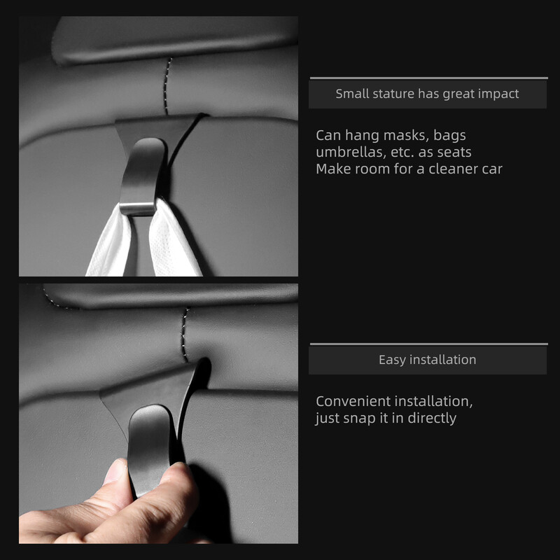 Tesla Model XS első ülés háttámla kampója Különféle tárolóeszközökhöz Kényelmes akasztóhorog 2024 autóbelső tartozékok