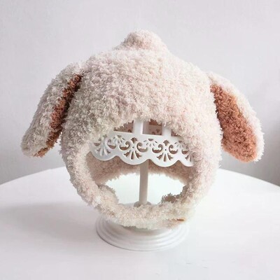 Pălărie de pluș pentru bebeluși de iarnă, drăguț, urechi de iepure de desene animate, șapcă pentru copii mici, culoare solidă, îngroșare, caldă, pentru copii, băiat, fată.