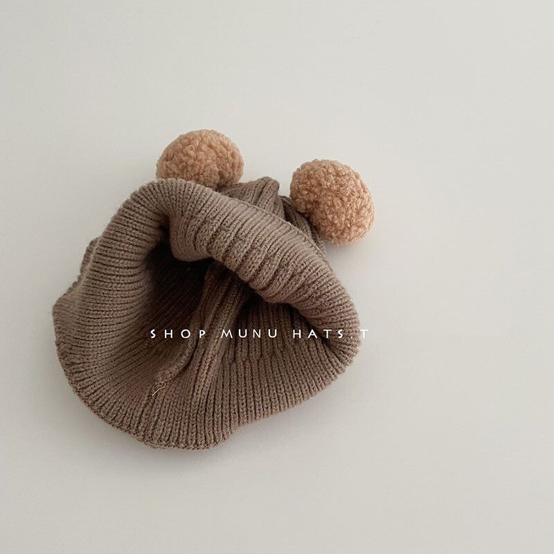 Gyapjú baba sapka aranyos medve fülvédő sapka téli vastagított meleg kötött koreai változat baba sapka ajándék gyerekeknek