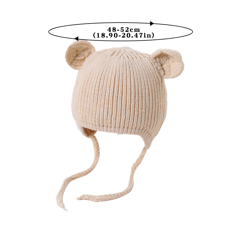 Kapa za zaštitu ušiju za bebe, djecu, jesen, zima, jednobojna, mekana pletena topla kapa s kapom, dječje tople kape s kapom s medvjeđim ušima