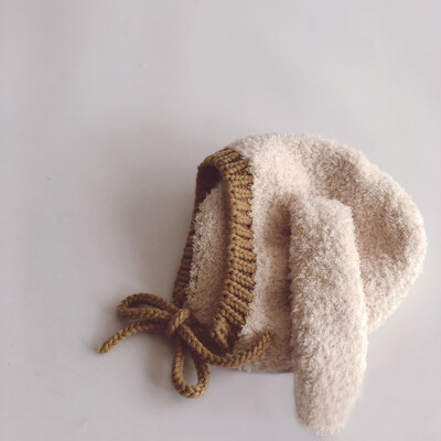 Pălărie drăguță cu ureche lungă de pluș pentru bebeluși, iepuraș de desene animate, iarnă, căciulă caldă tricotată, culoare solidă, pentru copii, băieți, fată, căciuli calde pentru urechi.