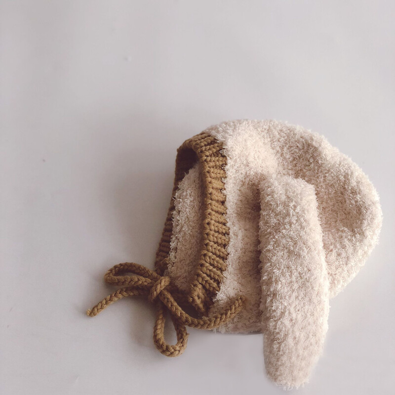 Pălărie drăguță cu ureche lungă de pluș pentru bebeluși, iepuraș de desene animate, iarnă, căciulă caldă tricotată, culoare solidă, pentru copii, băieți, fată, căciuli calde pentru urechi.