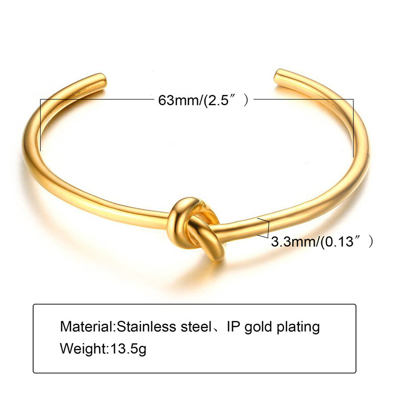 Trendy okrúhle kruhové manžetové náramky s otvoreným uzlom pre ženy, elegantné zlaté šperky, náramky na ruku, náramky na ruku
