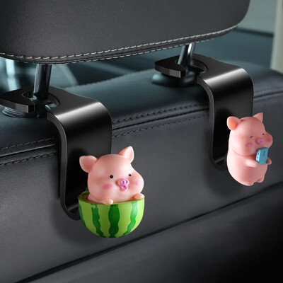 Karikatūra Pig Duck Aizmugurējā sēdekļa atzveltnes āķis Galvas balsta turētājs Uzglabāšanas pakaramais Daudzfunkcionāls organizators Automašīnas salona piederumi