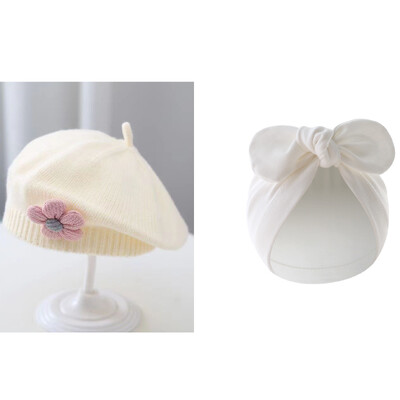 Virágos babasapkás sapka téli meleg kötött sapka csecsemő lányoknak Koreai kisgyermek hercegnő művész egyszínű festő sapka