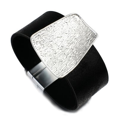 ALLYES Kožený náramok v zlatej farbe, kožené náramky pre ženy, minimalistické prívesky, široký náramok, módne šperky
