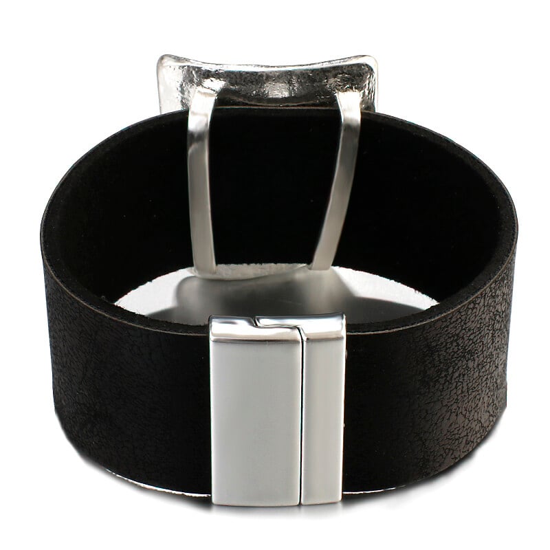 ALLYES Kožený náramok v zlatej farbe, kožené náramky pre ženy, minimalistické prívesky, široký náramok, módne šperky