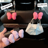 2 ΤΕΜ. Χαριτωμένο καρτούν ροζ φιόγκο Πλάτη καθίσματος αυτοκινήτου Γάντζοι Ατζέντα οχήματος Organizer Κρεμάστρα για τσάντα παντοπωλείου Διακόσμηση αυτοκινήτων τσάντα