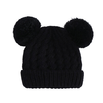 Jesenná zimná detská čiapka pre dievčatá, čiapka Beanie Bonnet, detské roztomilé brmbolce, pletené čiapky, pevné novorodenecké doplnky, teplejšie veci, batoľacia čiapka