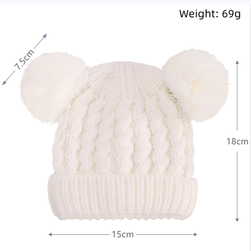 Jesenná zimná detská čiapka pre dievčatá, čiapka Beanie Bonnet, detské roztomilé brmbolce, pletené čiapky, pevné novorodenecké doplnky, teplejšie veci, batoľacia čiapka