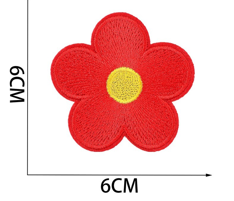 Patch broderie flori roșii mari, țesătură, accesorii de îmbrăcăminte, plasture, plasture computer, cap brodat albină mică