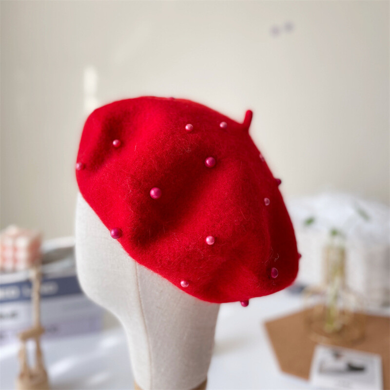 Villane laste talvemüts tüdrukutele Retro Beebi-barett Mütsid pärlitega Sügistalvine lastemüts lastele Aksessuaarid 2-6 a
