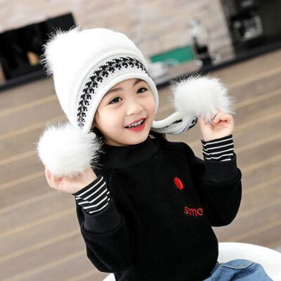 Zimske nove debele tople kape za djevojčice Jednobojne tople pletene dječje kape Topla zaštita za uši Dječja kapa Beanies Bonet