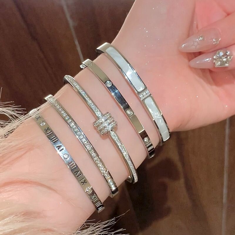 Nauji vandeniui atsparūs kubiniai cirkonio apyrankės nerūdijančio plieno apyrankės papuošalai moterims