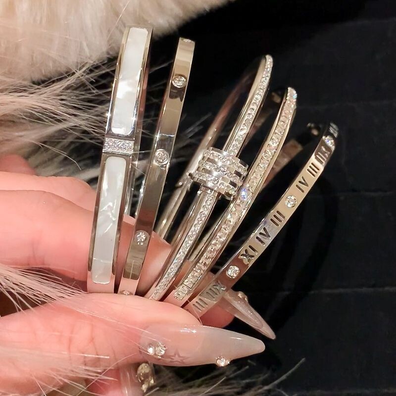 Nauji vandeniui atsparūs kubiniai cirkonio apyrankės nerūdijančio plieno apyrankės papuošalai moterims