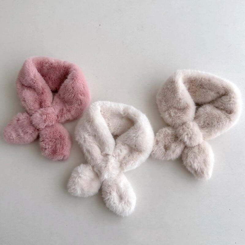 Uus brändi sall beebile soojad sallid tüdrukutele talvised väikelapsed, jänese karusnahast ristkuduvad villased sallid lastele pehme kraega sallid