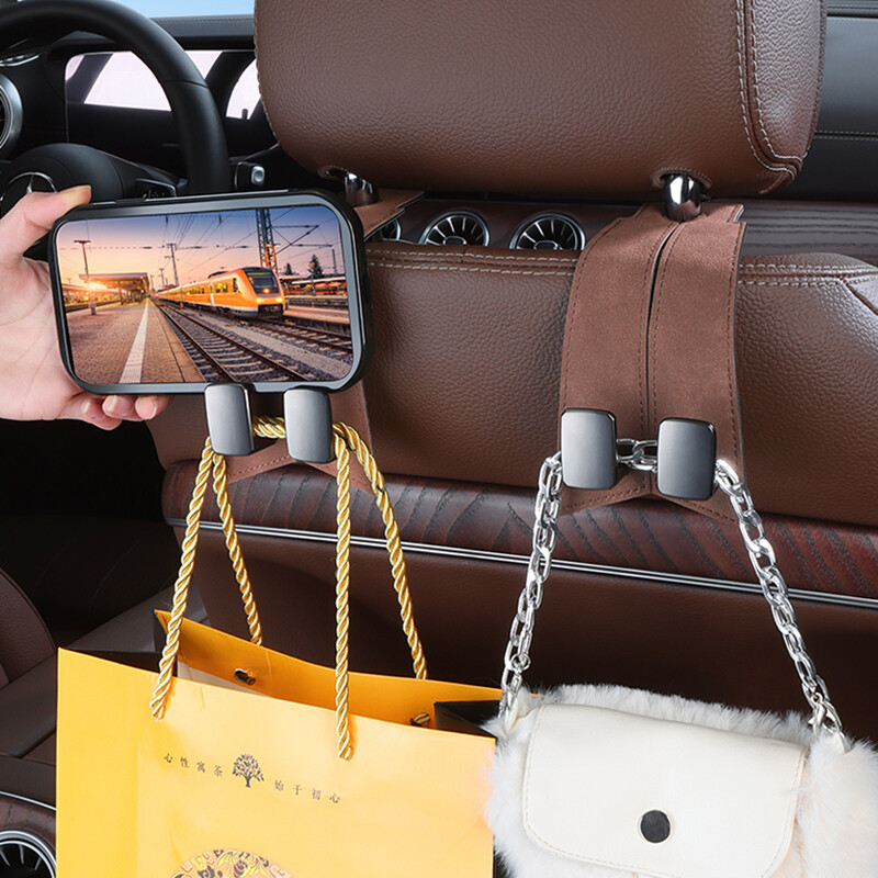 1 vnt Kokybiškas automobilio galvos atramos kabliukas galinės sėdynės pakabinamas dvigubas kabliukas Premium zomša 20KG didelė apkrovą laikanti lydinio kablio kabliukas universalus