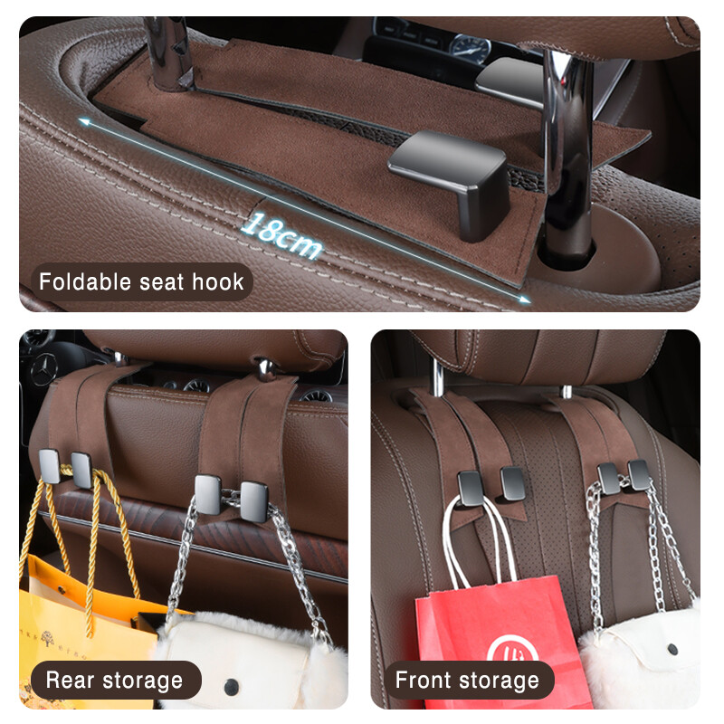 1 vnt Kokybiškas automobilio galvos atramos kabliukas galinės sėdynės pakabinamas dvigubas kabliukas Premium zomša 20KG didelė apkrovą laikanti lydinio kablio kabliukas universalus