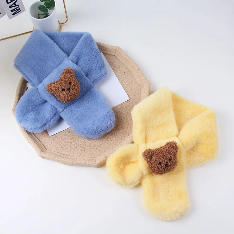 2022 őszi, téli puha plüss gyereksál aranyos rajzfilm lány baba vastag meleg sál kültéri gyerekek nyakkendő baba kiegészítők