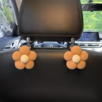 2 ks roztomilých kreslených kvetinových háčikov na operadlo autosedačky, úložný priestor na opierku hlavy vo vozidle, organizér na potraviny, tašku, kabelku, auto dekoráciu