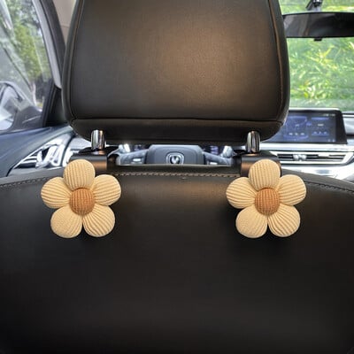 2 ks roztomilých kreslených kvetinových háčikov na operadlo autosedačky, úložný priestor na opierku hlavy vo vozidle, organizér na potraviny, tašku, kabelku, auto dekoráciu