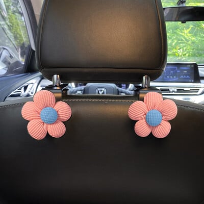 2 ks roztomilých kreslených kvetinových háčikov na operadlo autosedačky, úložný priestor na opierku hlavy vo vozidle, organizér na potraviny, tašku, kabelku, auto dekoráciu