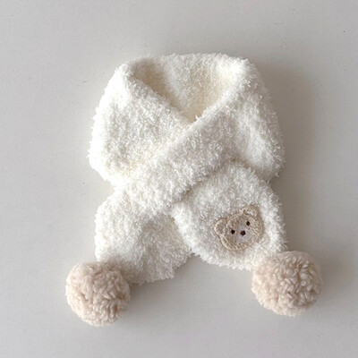 Lányok rajzfilm medve sál baba rövid plüss sál meleg és szélálló 2023 tél, új divat, vastag bársony tömör szőrme nyakkendő