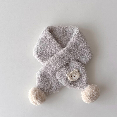 Lányok rajzfilm medve sál baba rövid plüss sál meleg és szélálló 2023 tél, új divat, vastag bársony tömör szőrme nyakkendő