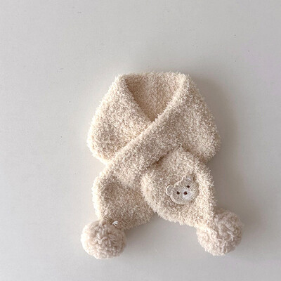 Lányok rajzfilm medve sál baba rövid plüss sál meleg és szélálló 2023 tél, új divat, vastag bársony tömör szőrme nyakkendő