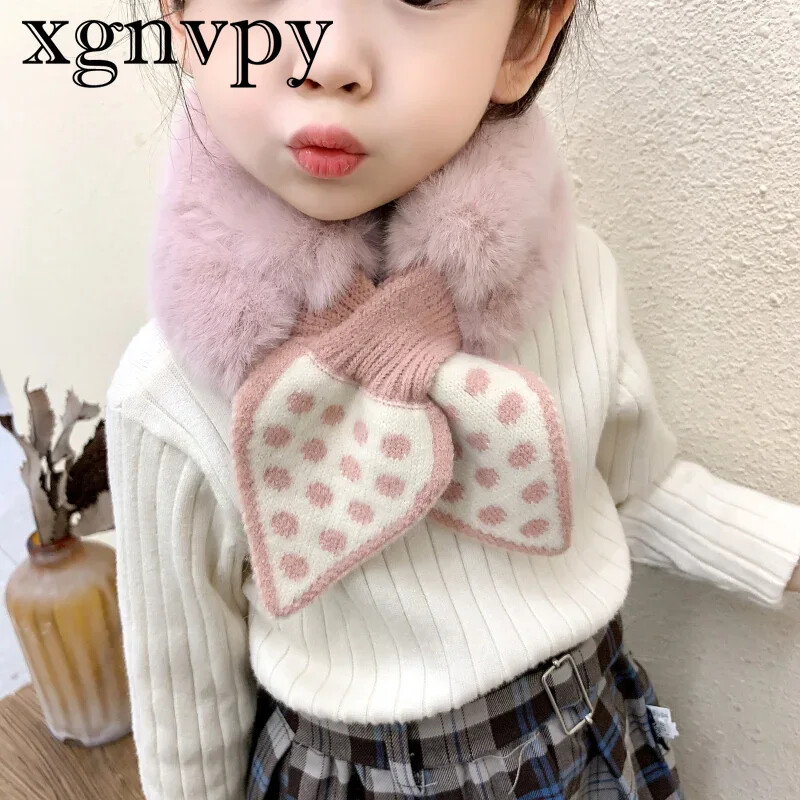 xgnvpy Slatki mekani plišani šal za djevojčice Zimski debeli topli umjetni krzneni šalovi za djevojčice Mašne Topliji vratni marame Djeca Djeca