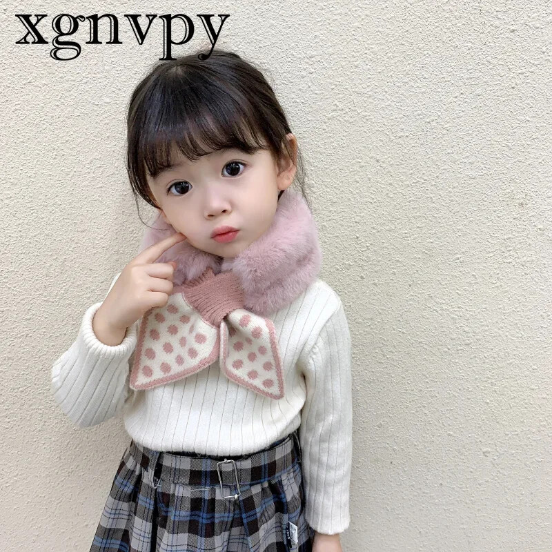 xgnvpy Slatki mekani plišani šal za djevojčice Zimski debeli topli umjetni krzneni šalovi za djevojčice Mašne Topliji vratni marame Djeca Djeca