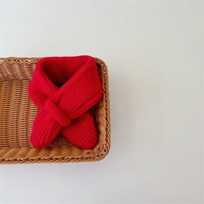 Új koreai stílusú gyapjú gyereksál szolid őszi téli divat gyerekeknek kötött sál cukorka színű baba fiú lány meleg kereszt sál