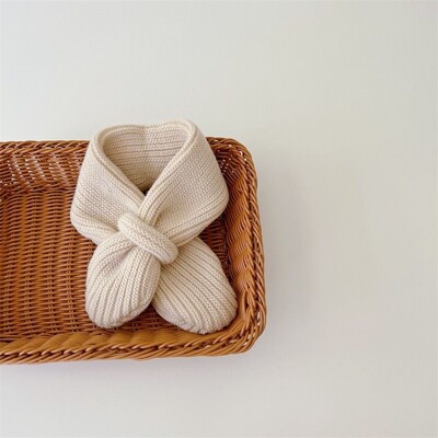 Új koreai stílusú gyapjú gyereksál szolid őszi téli divat gyerekeknek kötött sál cukorka színű baba fiú lány meleg kereszt sál