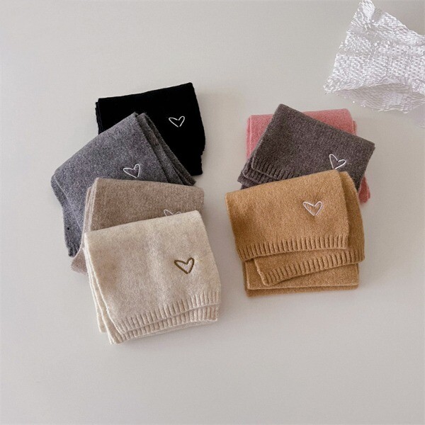 Eșarfă pentru copii Toamnă Iarnă Moda coreeană Copii tricotat Bavete pentru copii Broderie din lână Iarnă Versatilă Unisex Cald Fată Baiat Guler