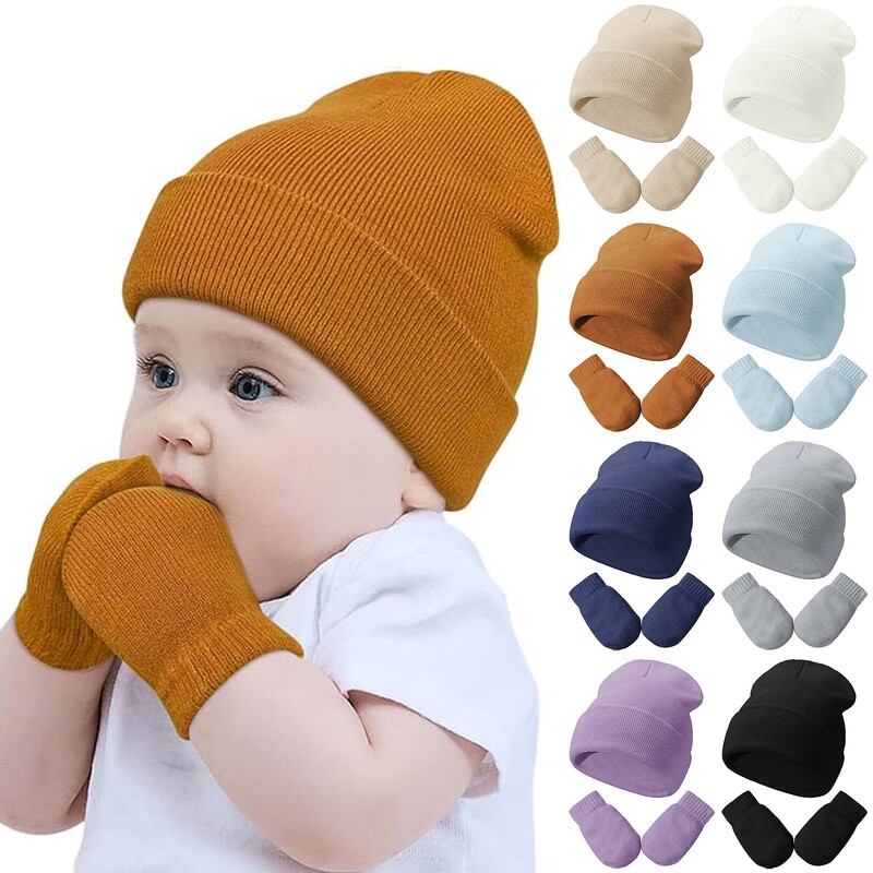 Kisgyermek lányok fiú téli sapkák csecsemők fiúk puha babasapkák gyerekeknek kötött téli sapkák Glvoes baba strandsapkák 6-12 hónapos korig