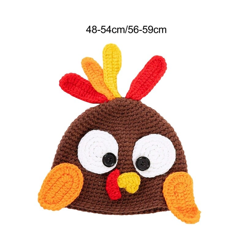 Megzta kalakutienos kepurė Dekoratyvinė puošmena Galvos apdangalas Vakarėlis Mėgstamiausia kepurė su kepurėle karnavaliniam maskaradui Vaidmenų žaidimas Padėkos dienos šventė