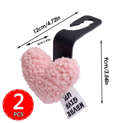 Cârlig pentru spate pentru scaun auto de pluș în formă de inimă Agrafe pentru mașină Suport organizator pentru tetieră pentru scaunul din față Umerașe pentru fixare automată Accesorii pentru mașină